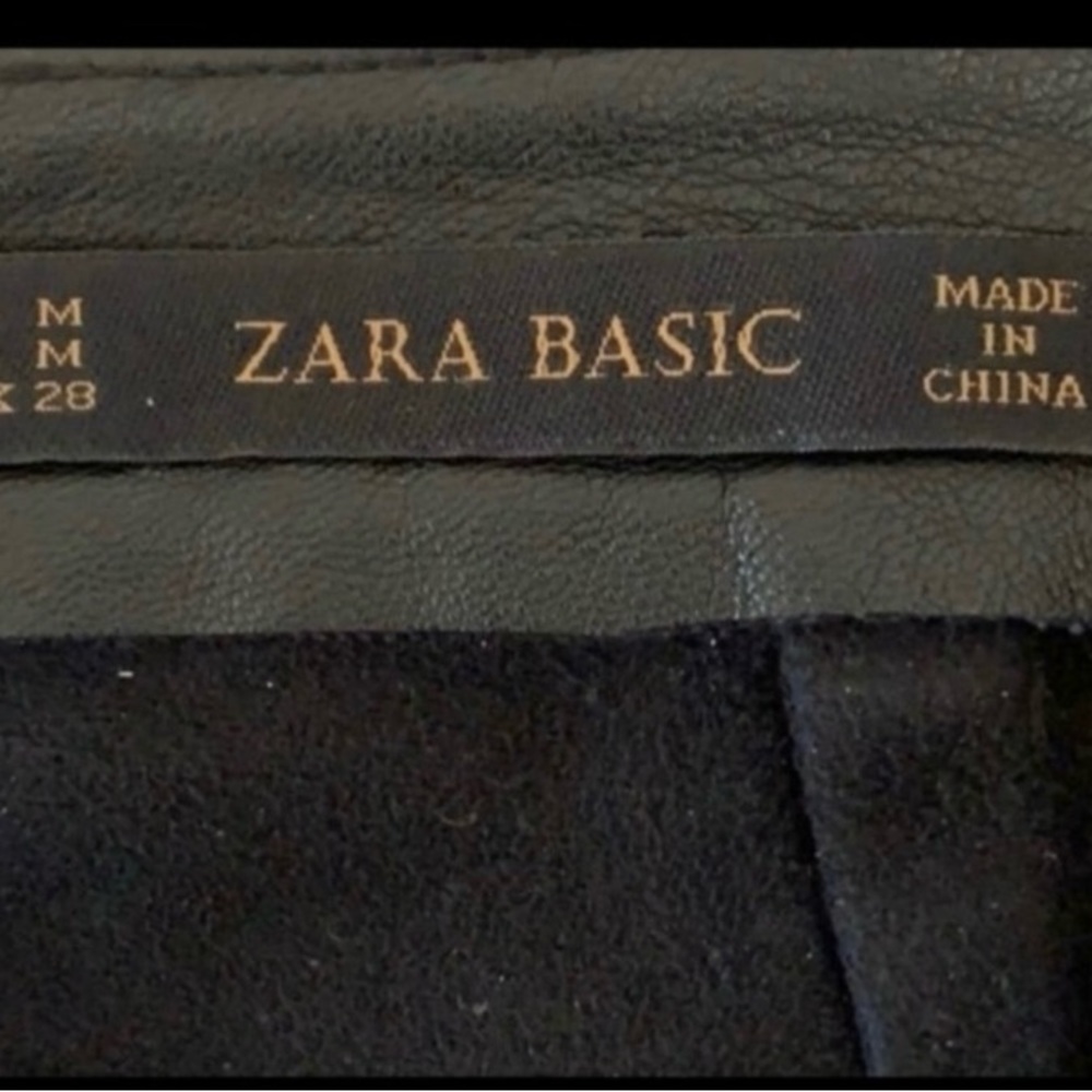 Zara Black Faux Leather Skirt Sz M - Picture 6 of 6